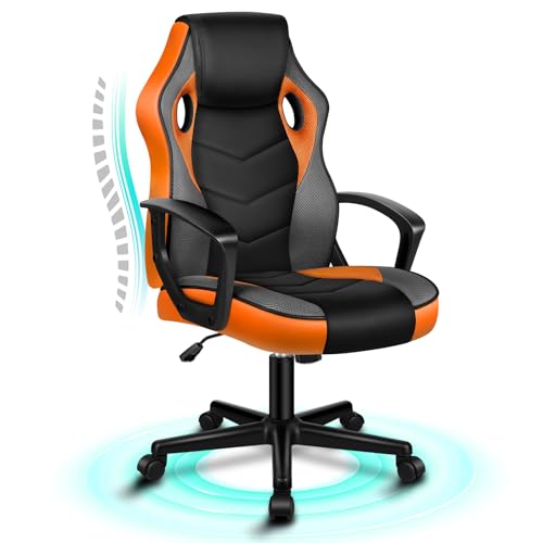 ALFORDSON Computer-Gaming-Schreibtischstuhl, ergonomischer Patchwork-Stoff aus PU-Leder mit bequemer Lendenwirbelstütze, höhenverstellbarer Rollschreibtisch für Zuhause und das Büro, Orange ALFORDSON Computer-Gaming-Schreibtischstuhl, ergonomischer Patchwork-Stoff aus PU-Leder mit bequemer Lendenwirbelstütze, höhenverstellbarer Rollschreibtisch für Zuhause und das Büro, Orange von ALFORDSON