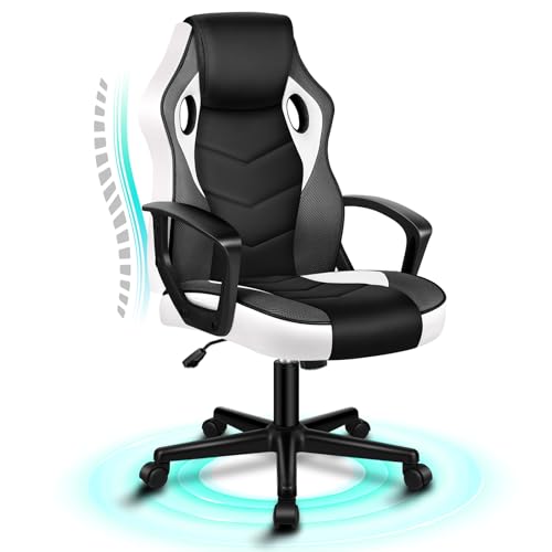 ALFORDSON Computer-Gaming-Schreibtischstuhl, ergonomischer Patchwork-Stoff aus PU-Leder mit bequemer Lendenwirbelstütze, höhenverstellbarer Rollschreibtisch für Zuhause und das Büro, Weiß ALFORDSON Computer-Gaming-Schreibtischstuhl, ergonomischer Patchwork-Stoff aus PU-Leder mit bequemer Lendenwirbelstütze, höhenverstellbarer Rollschreibtisch für Zuhause und das Büro, Weiß von ALFORDSON