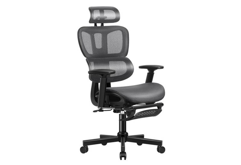 ALFORDSON Drehstuhl Ergonomischer Netz-Bürostuhl mit 3D-Armlehne, Chefsessel, mit Verstellbarer Kopfstütze und Fußstütze,neigbarer Schreibtischstuhl von ALFORDSON
