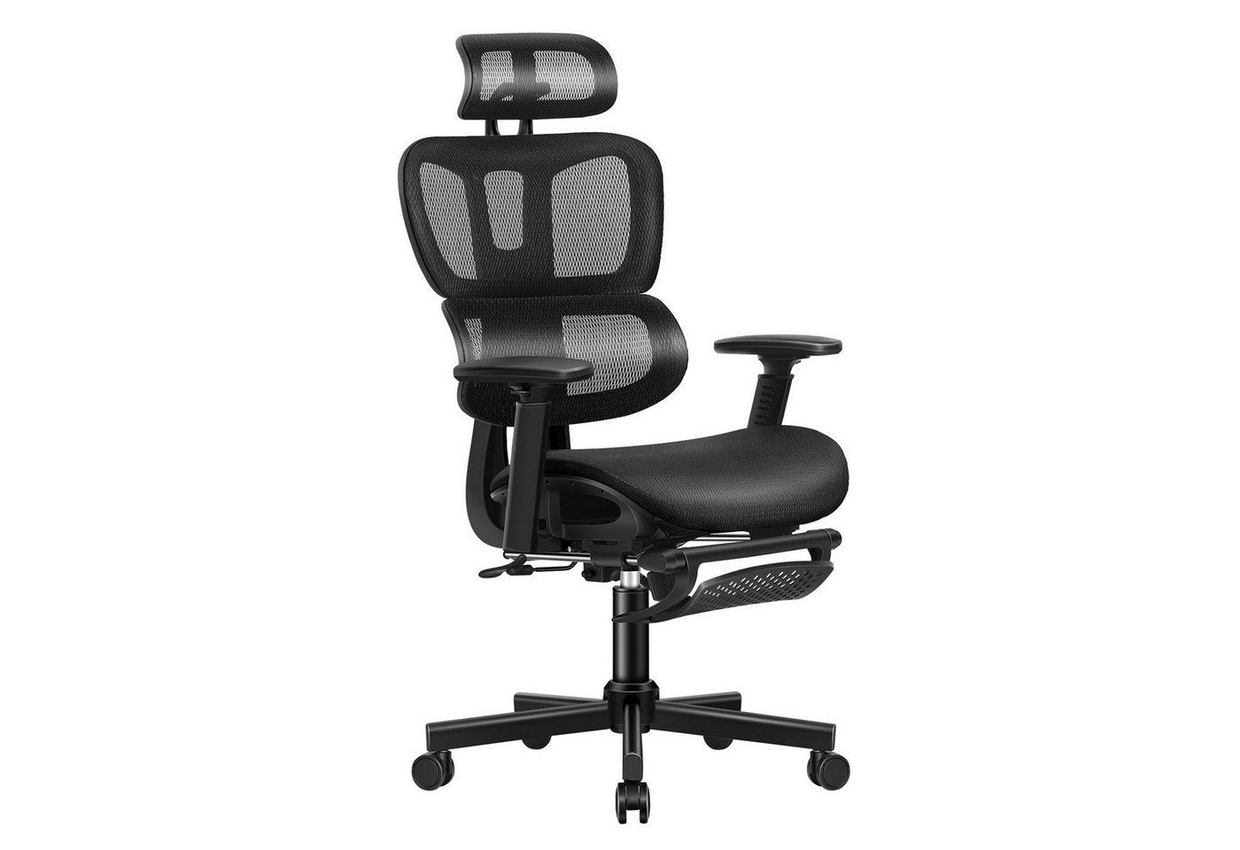 ALFORDSON Drehstuhl Ergonomischer Netz-Bürostuhl mit 3D-Armlehne, Chefsessel, mit Verstellbarer Kopfstütze und Fußstütze,neigbarer Schreibtischstuhl von ALFORDSON