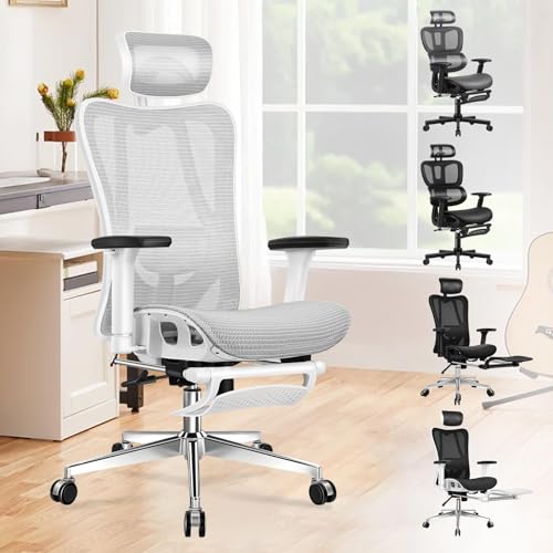 ALFORDSON Bürostuhl, Ergonomischer Schreibtischstuhl, Computerstuhl, Netzstuhl, Drehstuhl hat Verstellbarer Lordosenstütze, Kopfstütze und Armlehne Höhenverstellung, bis 180 kg belastbar von ALFORDSON