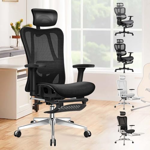 ALFORDSON Bürostuhl, Ergonomischer Schreibtischstuhl, Computerstuhl, Netzstuhl, Drehstuhl hat Verstellbarer Lordosenstütze, Kopfstütze und Armlehne Höhenverstellung, bis 180 kg belastbar von ALFORDSON