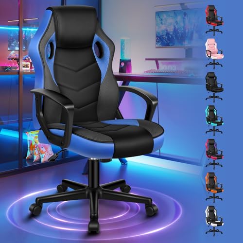 ALFORDSON Gaming-Stuhl, PC-Computer-Rennstuhl mit mittlerer Rückenlehne, ergonomischer, drehbarer Schreibtisch- und Bürostuhl aus PU-Leder und Stoff für Damen, Herren und Teenager, Blau ALFORDSON Gaming-Stuhl, PC-Computer-Rennstuhl mit mittlerer Rückenlehne, ergonomischer, drehbarer Schreibtisch- und Bürostuhl aus PU-Leder und Stoff für Damen, Herren und Teenager, Blau von ALFORDSON