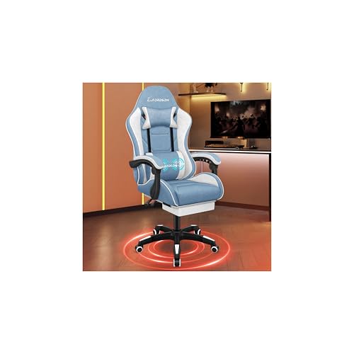ALFORDSON Gaming-Stuhl mit Massage-Lendenwirbelkissen, ergonomischer Gamer-Racer-Stuhl mit Verstellbarer Rückenlehne, Drehstuhl mit Fußstütze, höhenverstellbar, Blau ALFORDSON Gaming-Stuhl mit Massage-Lendenwirbelkissen, ergonomischer Gamer-Racer-Stuhl mit Verstellbarer Rückenlehne, Drehstuhl mit Fußstütze, höhenverstellbar, Blau von ALFORDSON