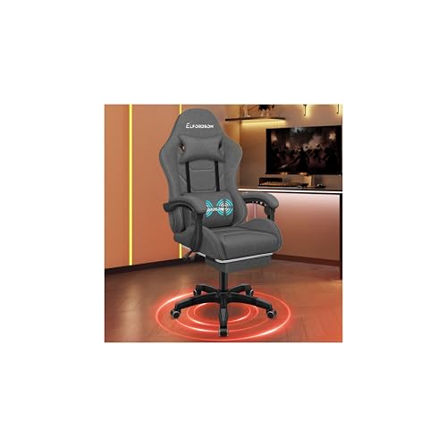 ALFORDSON Gaming-Stuhl mit Massage-Lendenwirbelkissen, ergonomischer Gamer-Racer-Stuhl mit Verstellbarer Rückenlehne, Drehstuhl mit Fußstütze, höhenverstellbar, Dunkelgrau ALFORDSON Gaming-Stuhl mit Massage-Lendenwirbelkissen, ergonomischer Gamer-Racer-Stuhl mit Verstellbarer Rückenlehne, Drehstuhl mit Fußstütze, höhenverstellbar, Dunkelgrau von ALFORDSON