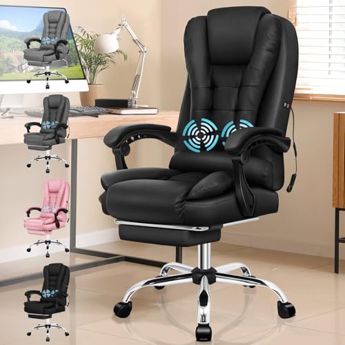 ALFORDSON Ergonomischer Bürostuhl, Gaming-Stuhl, Computerstuhl, Schreibtischdrehstuhl mit Massagefunktion, höhenverstellbar – für Büro, Zuhause und Gaming, PU-Leder, Schwarz von ALFORDSON
