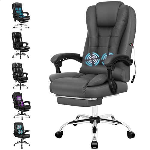 ALFORDSON Massage-Bürostuhl Gaming Chefsessel PU-Leder Computer Rennsitz, PU-Leder, Grau von ALFORDSON