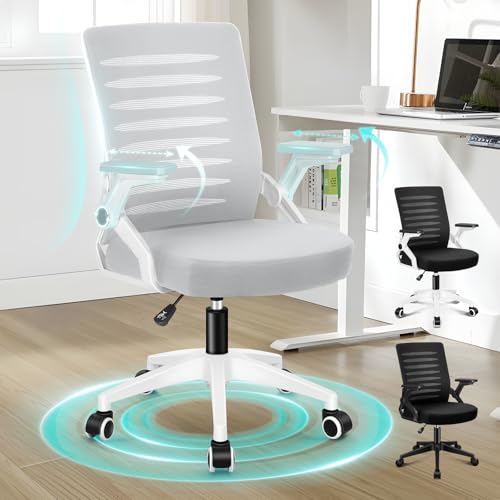 ALFORDSON Mesh-Bürostuhl, Chefsessel, Computerstuhl, Stoff, Gaming-Stuhl, Rennstuhl, Arbeitssitz (Wale, Weiß & Grau) von ALFORDSON