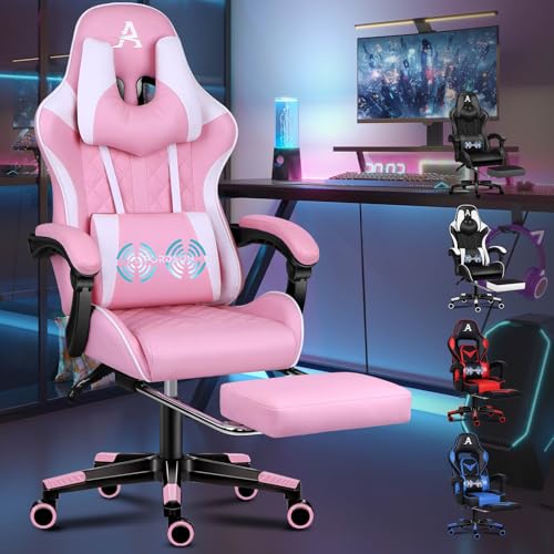 ALFORDSON Premium-Gaming-Stuhl mit Fußstütze und Lordosenstütze, ergonomisches Design, 150° Neigung, Leder-Schreibtischstuhl für Gaming Büro, 180 kg Tragkraft, Rosa ALFORDSON Premium-Gaming-Stuhl mit Fußstütze und Lordosenstütze, ergonomisches Design, 150° Neigung, Leder-Schreibtischstuhl für Gaming Büro, 180 kg Tragkraft, Rosa von ALFORDSON