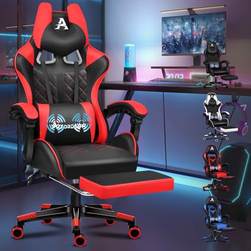 ALFORDSON Premium-Gaming-Stuhl mit Fußstütze und Lordosenstütze, ergonomisches Design, 150° Neigung, Leder-Schreibtischstuhl für Gaming Büro, 180 kg Tragkraft, Rot ALFORDSON Premium-Gaming-Stuhl mit Fußstütze und Lordosenstütze, ergonomisches Design, 150° Neigung, Leder-Schreibtischstuhl für Gaming Büro, 180 kg Tragkraft, Rot von ALFORDSON