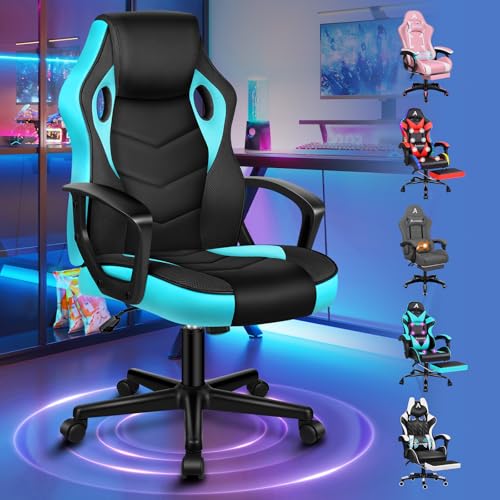 ALFORDSON Racing Schreibtischstuhl, Ergonomischer höhenverstellbarer & gepolsterter 150 kg belastbarer Bürostuhl, Drehbarer PC-Gaming-Stuhl fürs Homeoffice, PU-Leder und Stoff, Cyan ALFORDSON Racing Schreibtischstuhl, Ergonomischer höhenverstellbarer & gepolsterter 150 kg belastbarer Bürostuhl, Drehbarer PC-Gaming-Stuhl fürs Homeoffice, PU-Leder und Stoff, Cyan von ALFORDSON