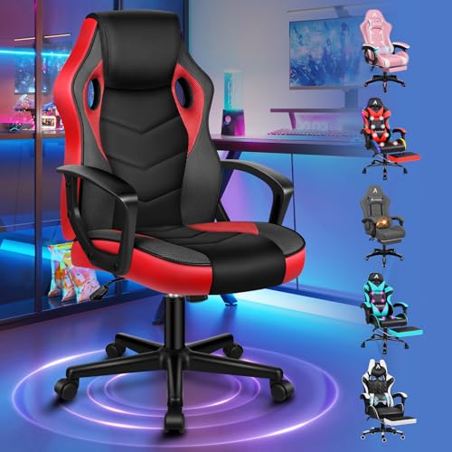 ALFORDSON Racing Schreibtischstuhl, Ergonomischer höhenverstellbarer & gepolsterter 150 kg belastbarer Bürostuhl, Drehbarer PC-Gaming-Stuhl fürs Homeoffice, PU-Leder und Stoff, Rot von ALFORDSON