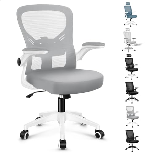ALFORDSON S-Kurven Ergonomiestuhl, Individuelle Lendenstütze, Atmungsaktiver Stoffbezug, 360° Rollen, Hochklappbare Armlehnen, Nylon Basis, 180kg, für Schreibtischarbeit, Keldon, Weiß & Grau ALFORDSON S-Kurven Ergonomiestuhl, Individuelle Lendenstütze, Atmungsaktiver Stoffbezug, 360° Rollen, Hochklappbare Armlehnen, Nylon Basis, 180kg, für Schreibtischarbeit, Keldon, Weiß & Grau von ALFORDSON