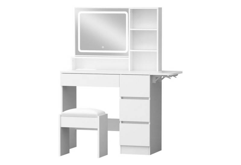 ALFORDSON Schminktisch mit 4 Schubladen und LED-Spiegel (45x58cm), moderner Kosmetiktisch (1-St), Kosmetiktisch mit Ablagehocker von ALFORDSON