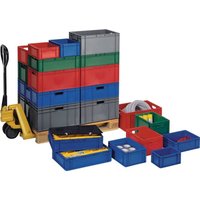 Transportstapelbehälter L800xB600xH320mm blau PP Seitenwände geschl.LA-KA-PE von LA-KA-PE