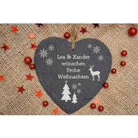 Schiefer Herz "Frohe Weihnachten" Geschenk Idee Div. Motive, Mit Wunschgravur, Inkl. Versand von ALFotografieGrafik