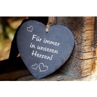 Schiefer Herz Mit Herzen "Für Immer in Unseren Herzen" - Grab Beerdigung Beisetzung Allerheiligen Begräbnis Grabgestaltung Bestattung von ALFotografieGrafik