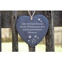 Schiefer Herz Mit Sternen-Motiv "Jeder Stern Am Himmel..." - Grabgestaltung Trauer Beerdigung Allerheiligen Grab Erinnerung von ALFotografieGrafik