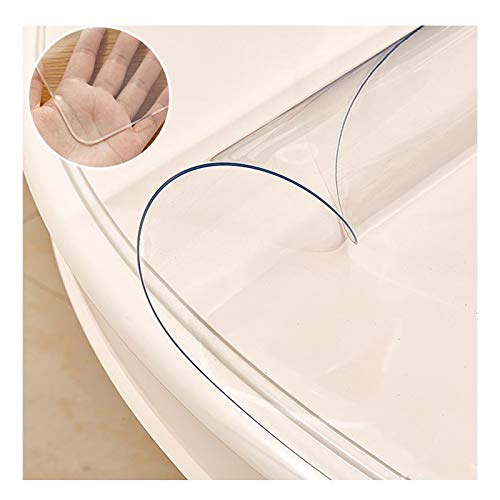 ALGFree Tischschutz Runde Tischdecke Bürostuhlunterlage 1,5 Mm, 2 Mm, 3 Mm Runde Tischdecke Aus PVC-Kunststoff Wasser- Und Ölbeständig Transparente Runde Tischdecke (2mm,Circle Diameter 130cm) von ALGFree
