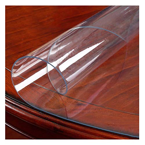 ALGFree Tischschutz Runde Tischdecke Bürostuhlunterlage Wasserdicht Und Verbrühungsfrei 1,5 Mm, 2 Mm, 3 PVC Transparente Runde Tischdecke Stuhlmatte (2mm,Circle Diameter 140cm) von ALGFree