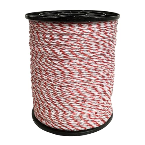ALI2 Elektrozaun Leiter Draht, 6 Stränge Polywire Elektrozaun Drahtrommel Nylon Edelstahl Rinder Schaf Pferd Haustiere Ernteschutz Schädlingsabwehr (Rot und Weiß 6-Strang 200m) von ALI2