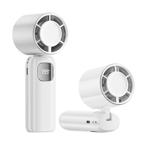 ALIANSHENG Handventilator, Hochgeschwindigkeits-Handventilator, LED-Display, 40–199 Geschwindigkeiten, freie Einstellung der Windgeschwindigkeit (weiß) von ALIANSHENG