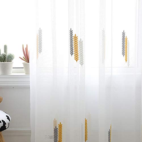 ALIAOFORZ Bestickter Vorhang, transparenter Vorhang/Halbschattierung/dünner Vorhang/Blattstickerei/für/Wohnzimmer/Balkon/Schlafzimmer von ALIAOFORZ
