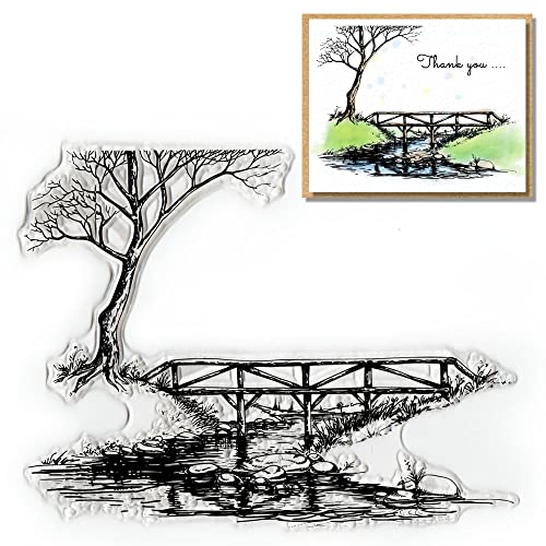 Bridge Tree Clear Stamps for Card Making and Photo Album Decorations, River Stone Clear Stamps Nature Scenery Transparent Silicone Rubber Stamps for Card Making and DIY Scrapbooking Bridge Tree Clear Stamps for Card Making and Photo Album Decorations, River Stone Clear Stamps Nature Scenery Transparent Silicone Rubber Stamps for Card Making and DIY Scrapbooking von Alibbon