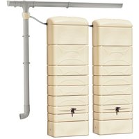 Sweeek - 2er-Set Regentonnen 300 l mit Wandbefestigung - Beige von SWEEEK