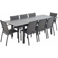 Sweeek - Gartengarnitur mit ausziehbarem Tisch, 8 Personen Anthrazit / Taupe-Grau - Anthrazit von SWEEEK