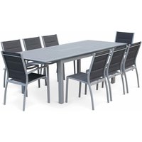Sweeek - Gartengarnitur mit ausziehbarem Tisch, 8 Personen Grau / Dunkelgrau - Grau von SWEEEK