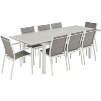 Sweeek - Gartengarnitur mit ausziehbarem Tisch, 8 Personen Weiß / Taupe - Weiß von SWEEEK