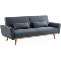 Sweeek - 2-3-Sitzer Schlafsofa mit Stoffbezug, Polyester, Dunkelgrau - Dunkelgrau von SWEEEK