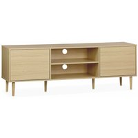 Sweeek - TV-Möbel in Naturholzeffekt - 2 Schubladen - 2 Ebenen - 2 Türen l 160 cm - Natur von SWEEEK
