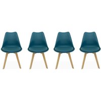 Skandinavischer Stuhl mit Holzbeinen (Satz von 4) - Entenblau - Sweeek von SWEEEK