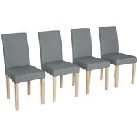 4er Set Stühle mit Stoffbezug und gekälkten Holzbeinen - Hellgrau - Sweeek von SWEEEK