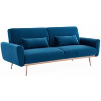 sweeek - 2-3-Sitzer Design Sofa mit Samtbezug, Samt, Petrolblau - Petrolblau von SWEEEK