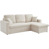 Sweeek - 3-Sitzer-Sofa mit Schlaffunktion mit weißem Bouclé-Bezug von SWEEEK