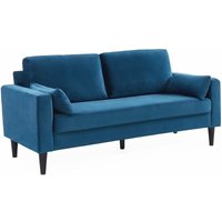 3 Sitzer Sofa mit Samt und Holzbeinen, Samt, Blau - Blau - Sweeek von SWEEEK