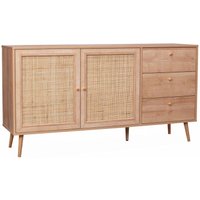 sweeek - Skandinavisches Sideboard, Holzeffekt mit Rattangeflecht, 2 Türen, 150 cm von SWEEEK