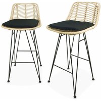 sweeek - 2 Barhocker Rattan und Metall, 67cm von SWEEEK