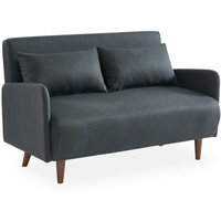 sweeek - 2-Sitzer Sofa, Polyester, Dunkelgrau - Dunkelgrau von SWEEEK