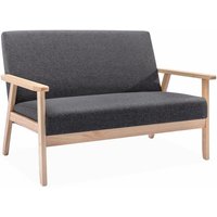 2-Sitzer Sitzbank mit Stoffbezug und Holzbeinen, Stoff, Dunkelgrau - Sweeek von SWEEEK