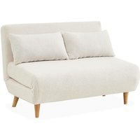 2-Sitzer Schlafsofa mit Bouclé-Bezug - Kunstlammfell Weiß - Sweeek von SWEEEK