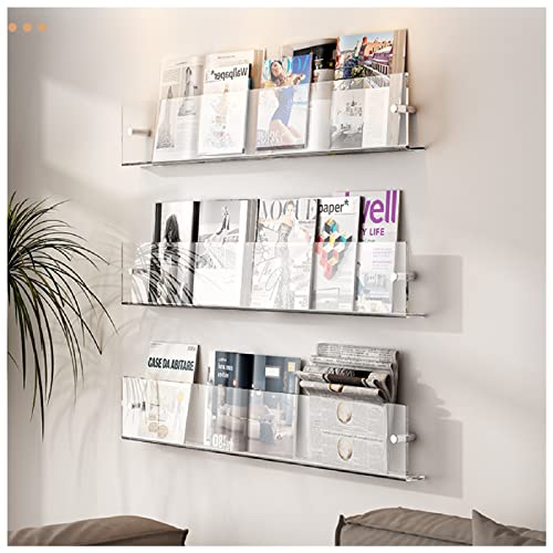 Bücherregal aus Acryl, schwimmendes Regal, an der Wand befestigt, transparenter Display-Halter, Badezimmer, Küche, Leisten-Organizer (Farbe: klar, grau, orange) (Color : Clear, Size : L 60cm) von ALIGMA