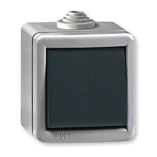 ALING-CONEL Armor Line Aufputz Wechselschalter 10AX/250V~ / IP 55 (Metallausführung) Grau mit Wippe in Anthrazit von ALING-CONEL