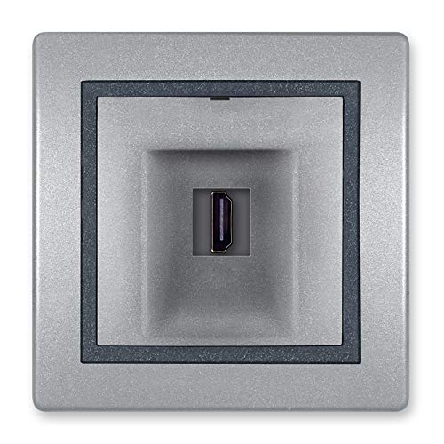 ALING-CONEL HDMI/HDMI Anschlussdose 1-fach Keystone/inkl.Rahmen (komplett) Silber/Graphit/Silber von ALING-CONEL