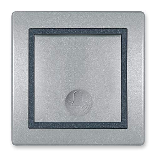 ALING-CONEL Klingeltaster 10AX/250V~ inkl.Rahmen (komplett) Silber/Graphit/Silber von ALING-CONEL