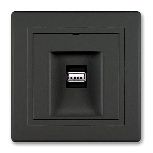 ALING-CONEL | PRESTIGE-Line | 1-fach USB Ladesteckdose | VDE-zertifiziert | für Installationsdose ø 60mm | 5V/2.1A | inkl.Rahmen (komplett) | Schwarz Soft Touch von ALING-CONEL