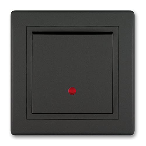ALING-CONEL | PRESTIGE-Line | Unterputz-Ein/Aus-Schalter mit Glimmlampe | VDE-zertifiziert | für Installationsdose ø 60mm | 10AX/250V~ | inkl.Rahmen (komplett) | Schwarz Soft Touch von ALING-CONEL
